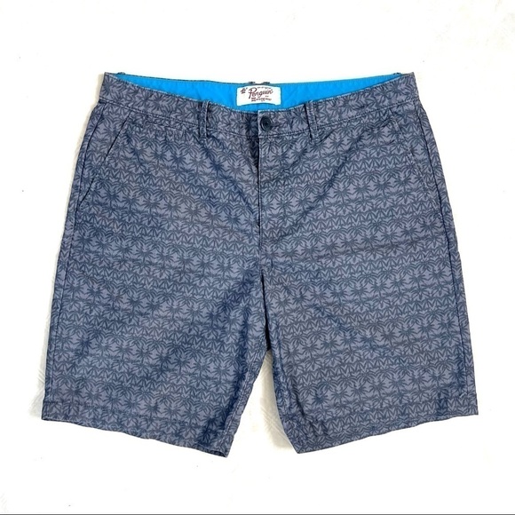 Penguin Navy Palm Tree Patterned Lightweight Hybrid Casual Summer Shorts Size 36 - Picture 7 of 16